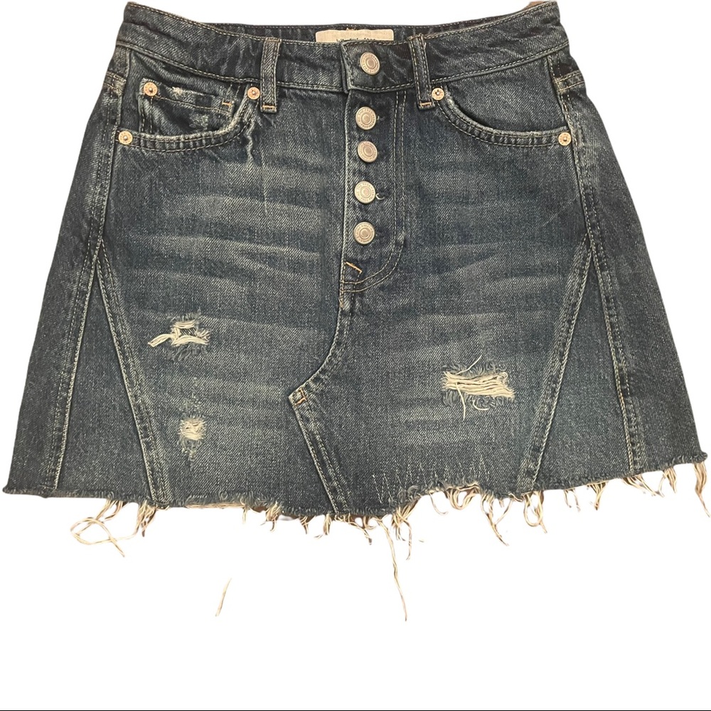 We the Free Womens 25” Button-Fly Jean Mini Denim Skirt